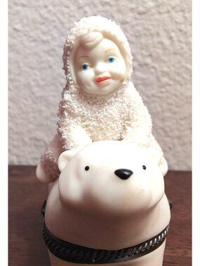 Department 56 Snowbabies Polar Express Trinket Box Christmas Bisque